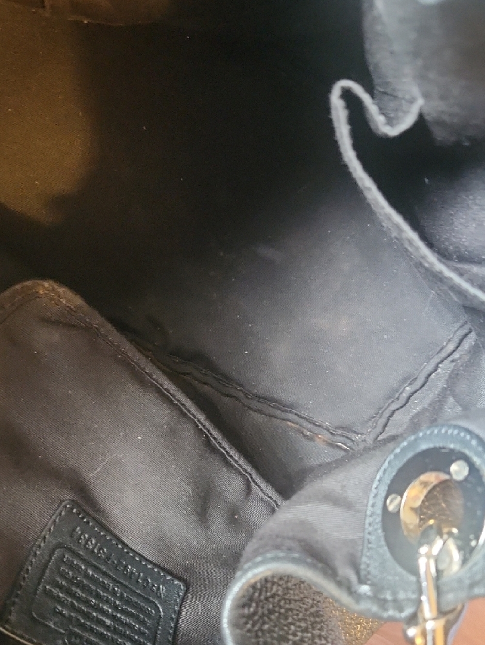 Coach Peppled Leather Hadley Black Leather Tote Bag - Picture 6 of 14